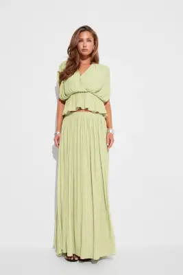 Wide maxi skirt - Grønn - Dame - Gina Tricot