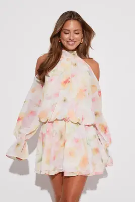 Boho chiffon mini dress - Hvit - Dame - Gina Tricot